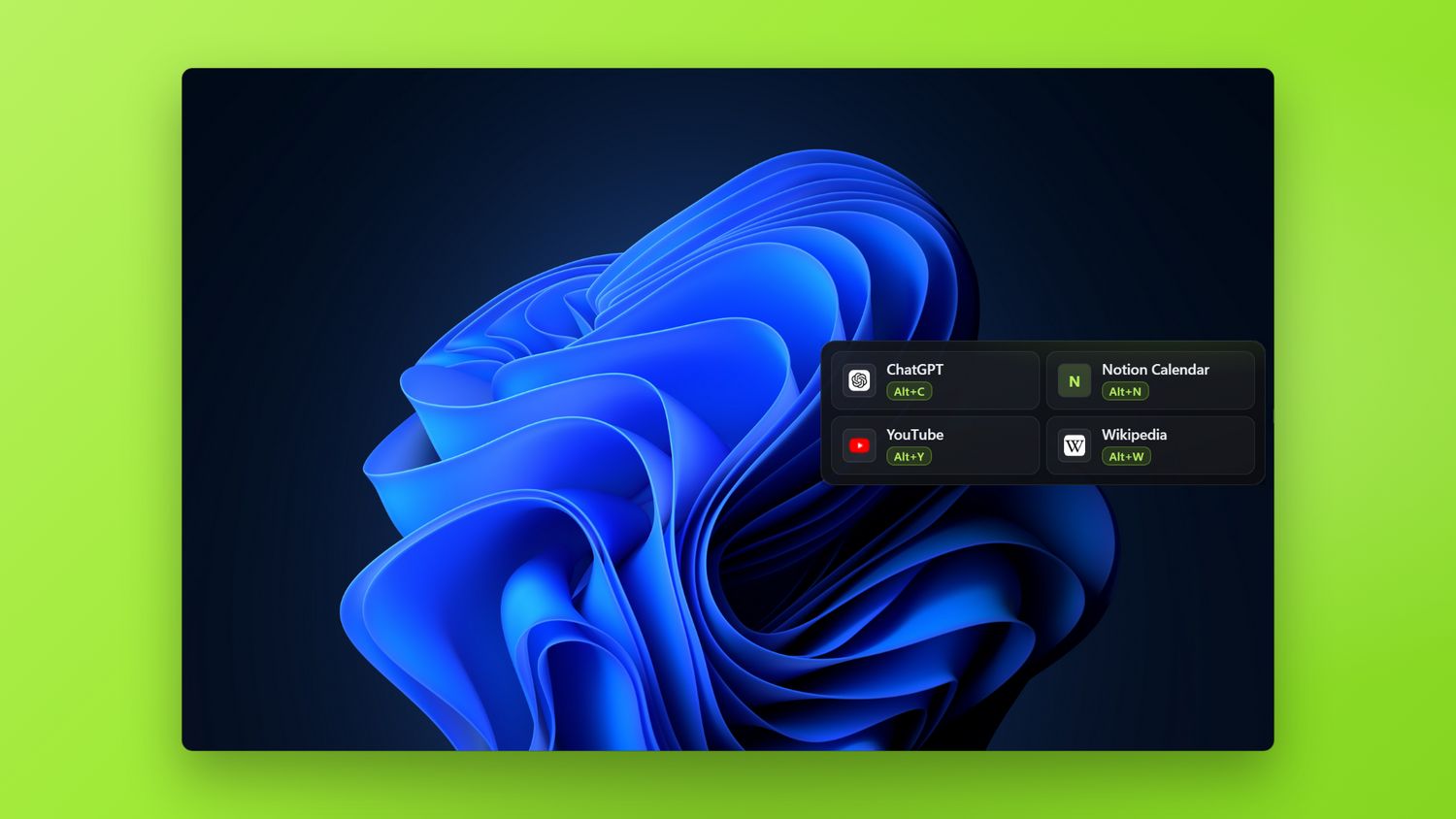 The edge menu opened by bumping the side of the screen