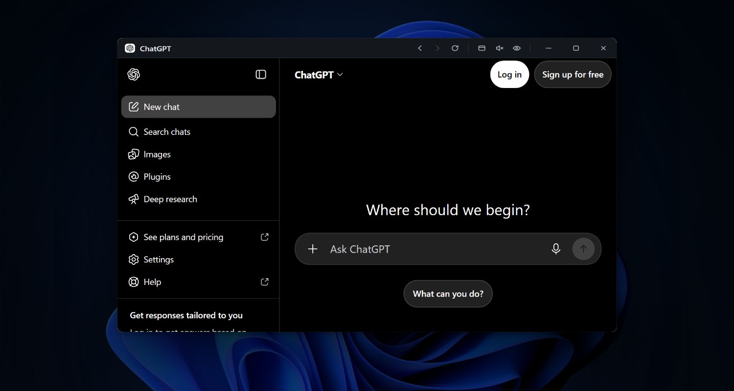 ChatGPT in a Snapps floating window over the desktop