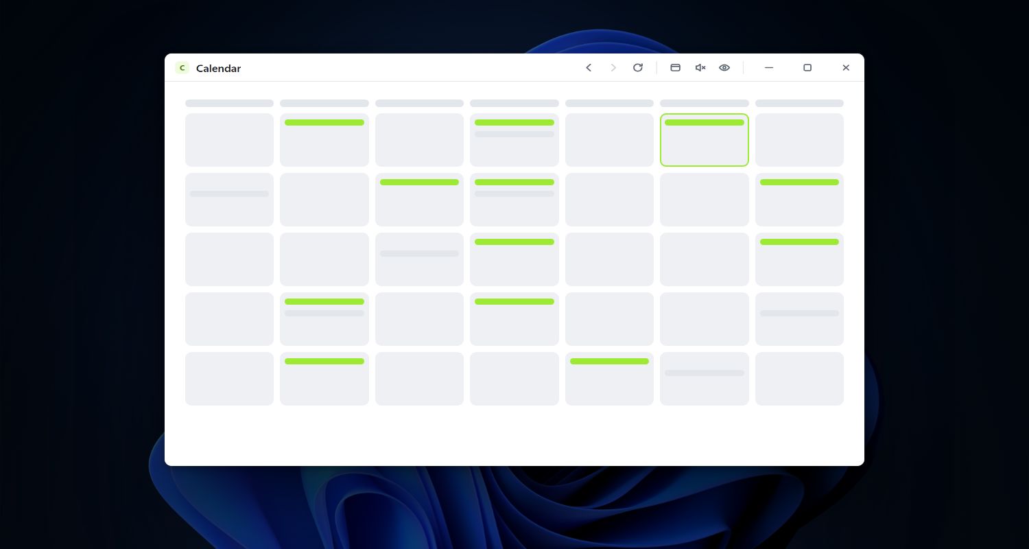 An illustration of a calendar in a Snapps floating window