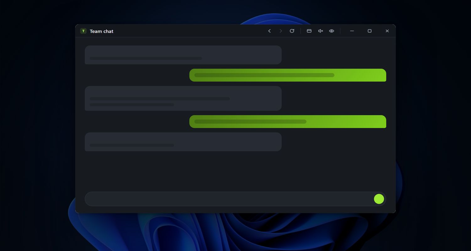 An illustration of a chat app in a Snapps floating window