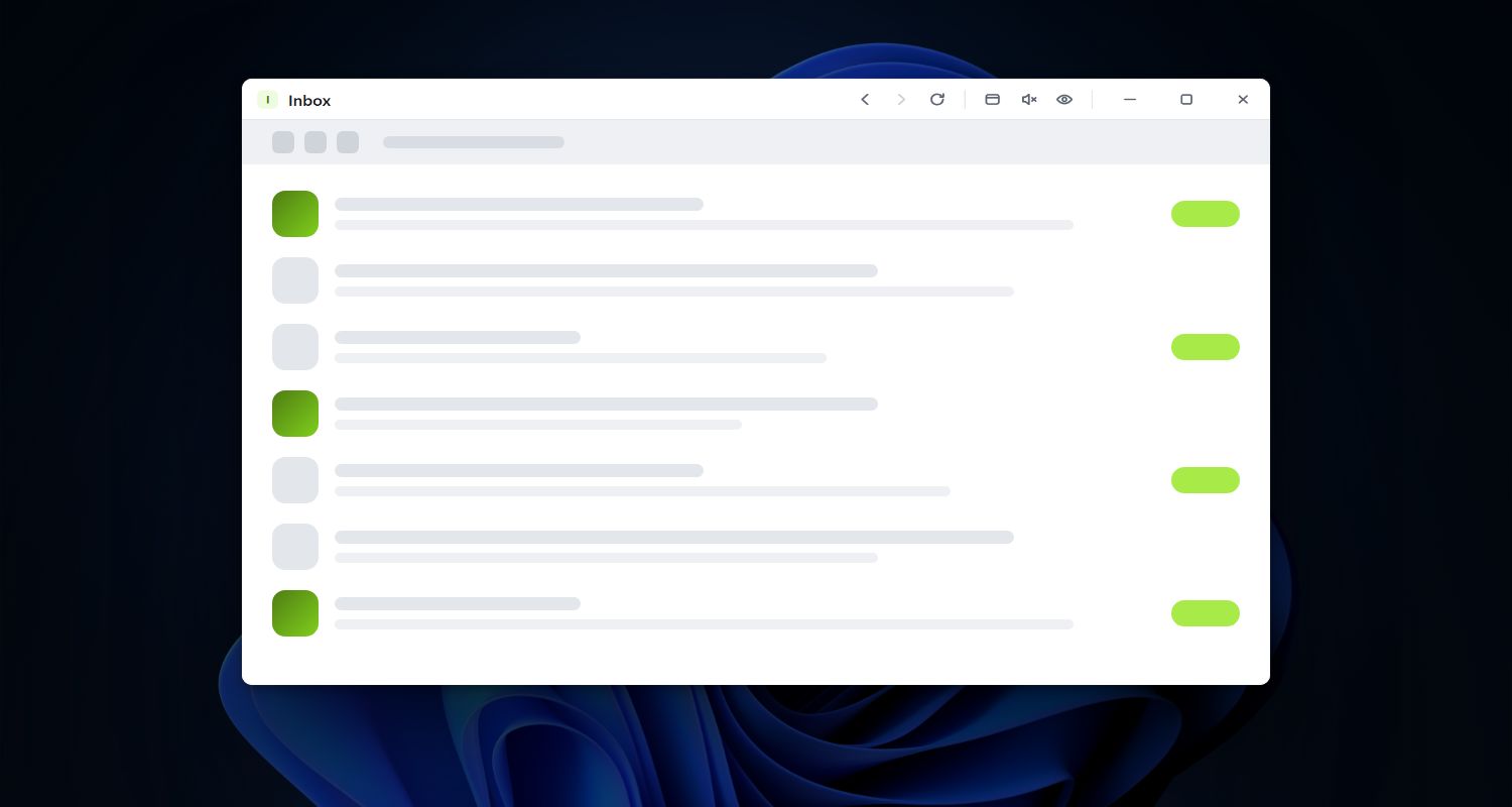 An illustration of an inbox in a Snapps floating window