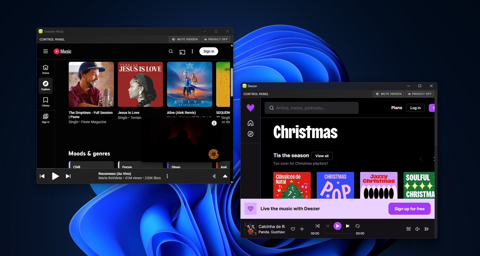 Music player in Snapps floating window