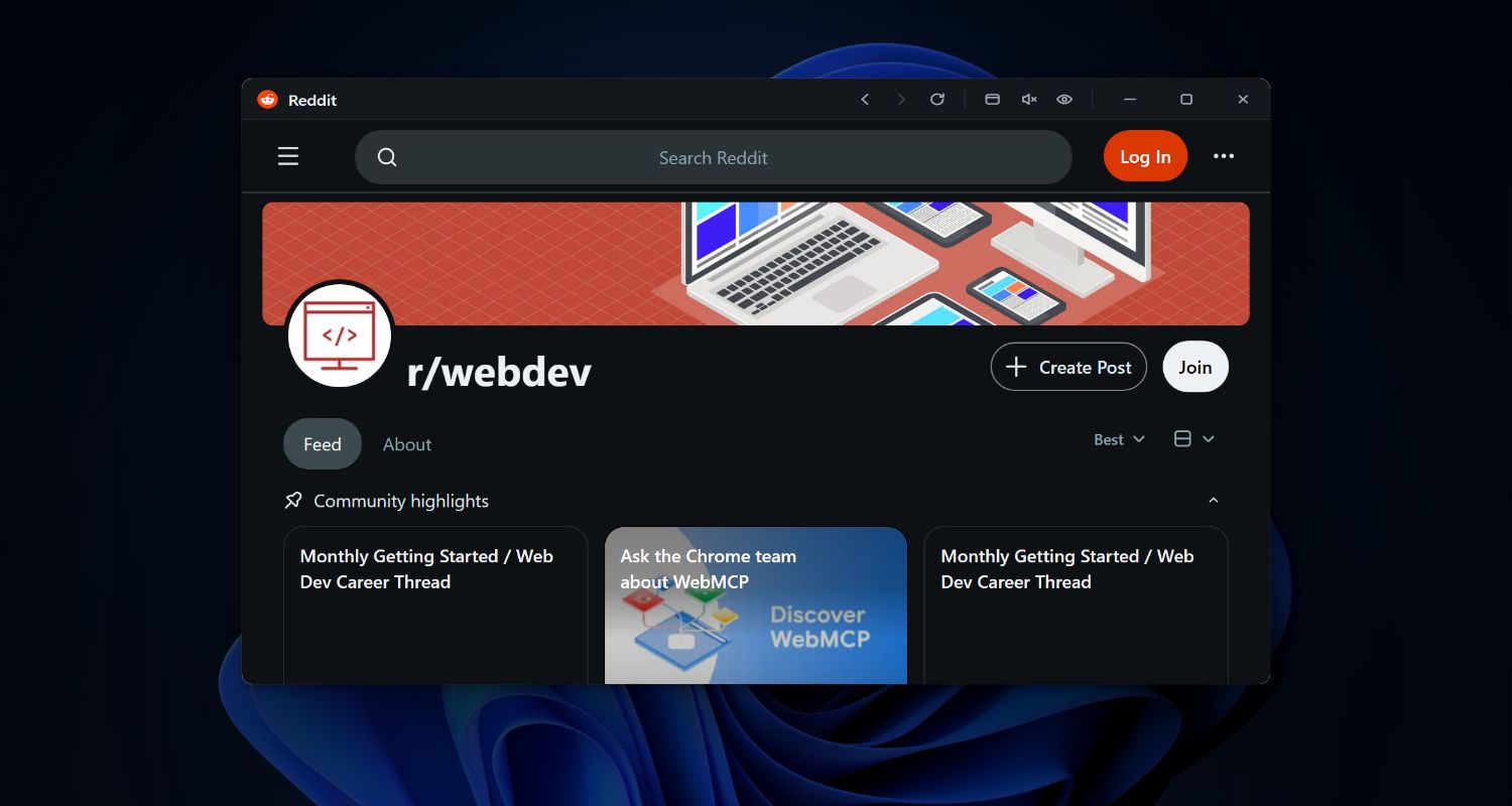 Reddit in a Snapps floating window over the desktop