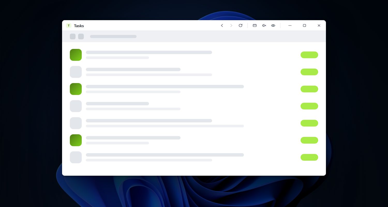 An illustration of a task list in a Snapps floating window